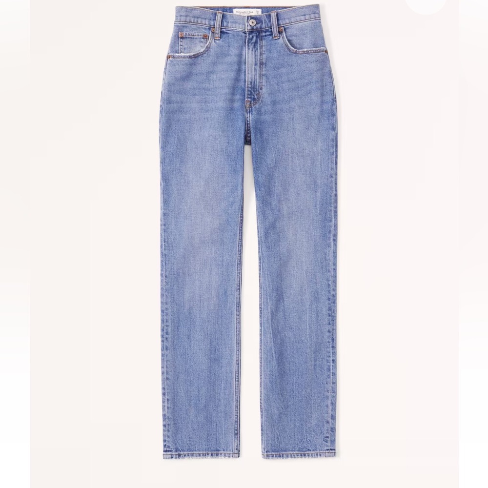 Abercrombie & Fitch Ankle Straight Ultra High-rise Jeans Medium Wash